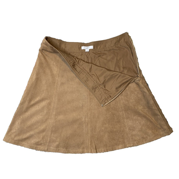 Loft Skirt Womens Size 2P Camel Tan Faux Suede Flippy Mini A Line Preppy Office - Picture 4 of 10